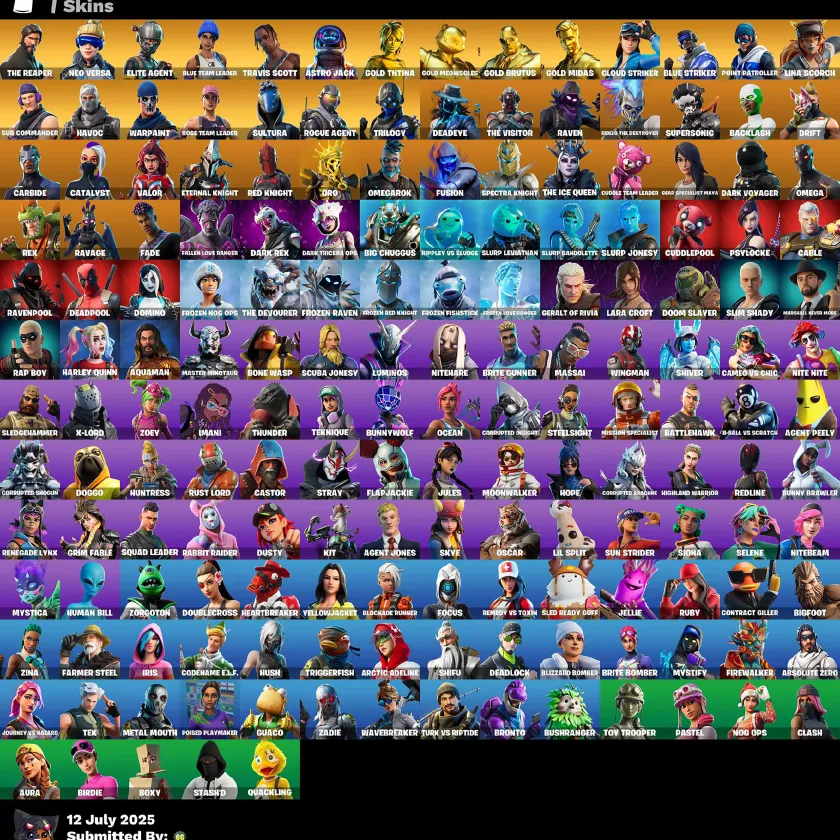 [PC] 173 skins | OG STW | The Reaper | Neo Versa | Elite Agent | Blue Team Leader | Travis Scott | Astro Jack | Take The L | Gold TNTina