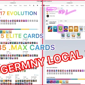 🎯GERMANY LOCAL 🇩🇪1-RARE EMOT WITH 13 KT SKINS🧜(85-MAXED 25- ELITE  17- EVO (💯KT-15 9k- CUPS 59-XP🏆 ( ARENA-23👍🏻( INSTANT DELIVERY🚒