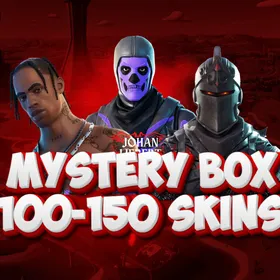 100-150  Skins , Chance for (Travis Scott ,OG Ghoul Trooper,  , Black Knight ,Galaxy, IKONIK , OG Skull Trooper, Sparkle Specialist or Others skins)