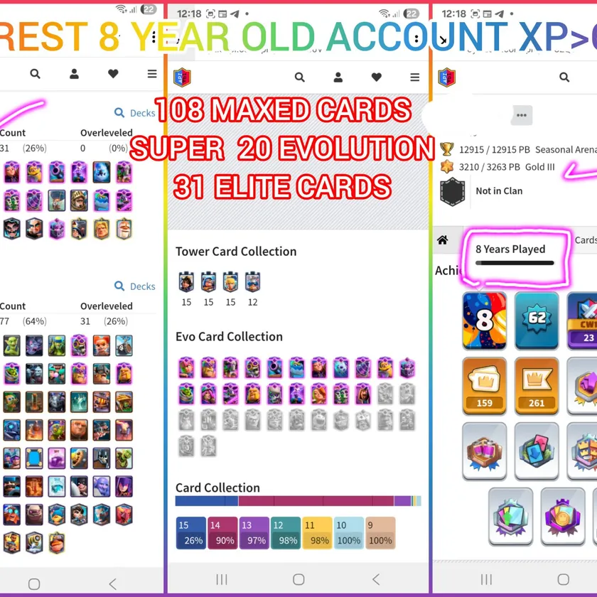 🎯[RARE]SUPER 159-EMOTES(🐦‍🔥20-EVO 31-ELITE 108-MAXED(💯12.9k- CUPS 62- XP KT-15( SEASONAL ARENA-24(2K GMS💎( INSTANT DELIVERY🚒