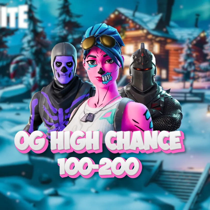 100-200 Skins , Chance for (Travis Scott ,OG Ghoul Trooper, , Black Knight ,Galaxy, IKONIK , OG Skull Trooper, Sparkle Specialist or Others skins)

