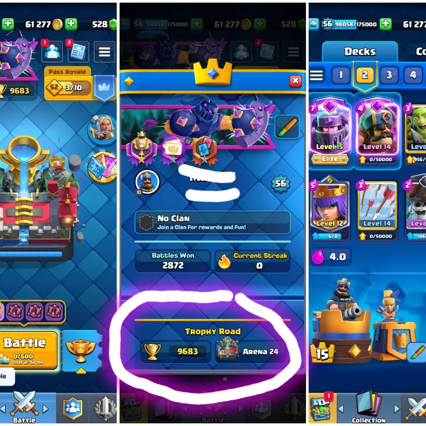 🎯NW UP ARENA 24 🔥 34 MAX 11 ELITE 15 EVO 💯 KT 15 CUPS 9683 XP 56 ✅️ 112 EMOTES 12 KT SKINS 🧜  INSTANT DELIVERY🚒
