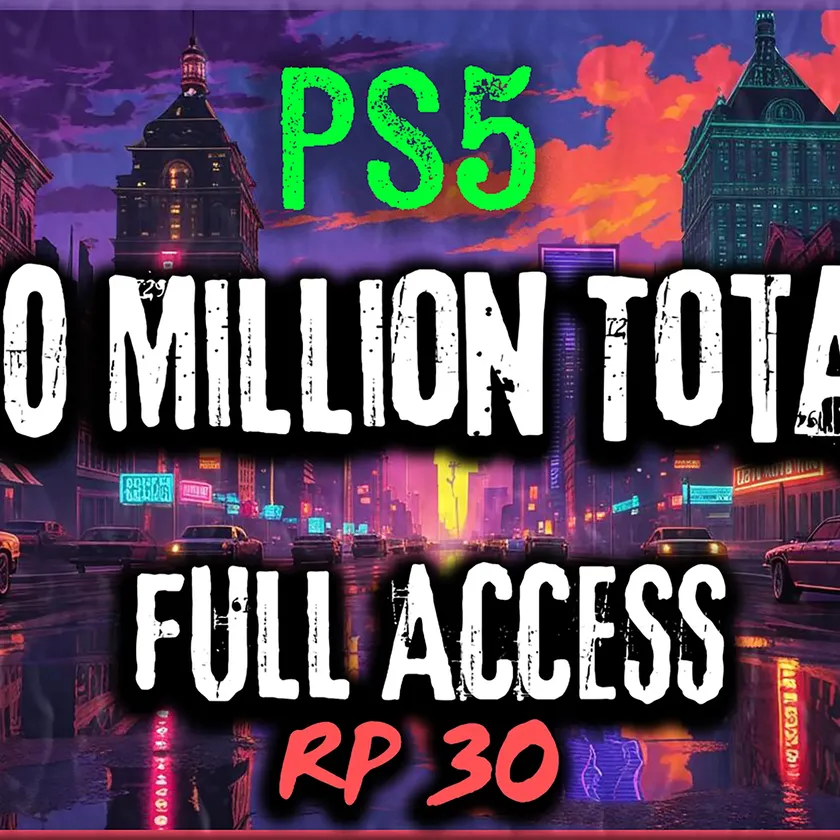 🎸 PS5 🎸 100.04 Million Total ( Cash + Cars ) ⭐ 30 RP Rank ⭐ Level 30✔️ Full Access ⚡ Instant Delivery ✔️ Verified Seller ✔️ Exclusive Access