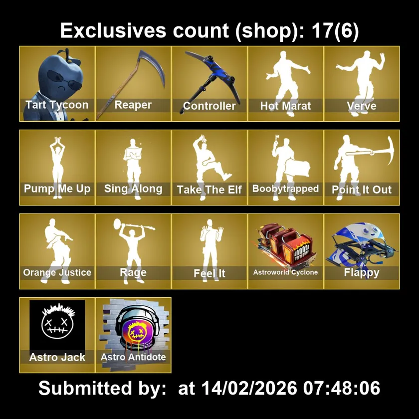 [PC/PSN/XBOX] 109 skins | Tart Tycoon | Fade | Calamity | Fusion | Vendetta | Hybrid | Rox | Lynx | Sentinel | Paradigm (Reality-659) | Ruin | A.I.M. 