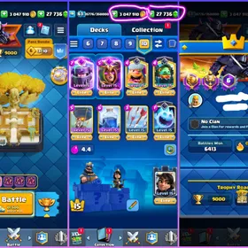 🎯27500 GMS HIGH XP 63 [💎] 27 TOWER SKINS 🧜 9k CUPS 🏆 KT 15  ARENA 23 [💯]  115 MAX 31 ELITES 13 EVO [😍] 119 CARDS OPEN [🔥] 150 EMOTES  thumbnail 4