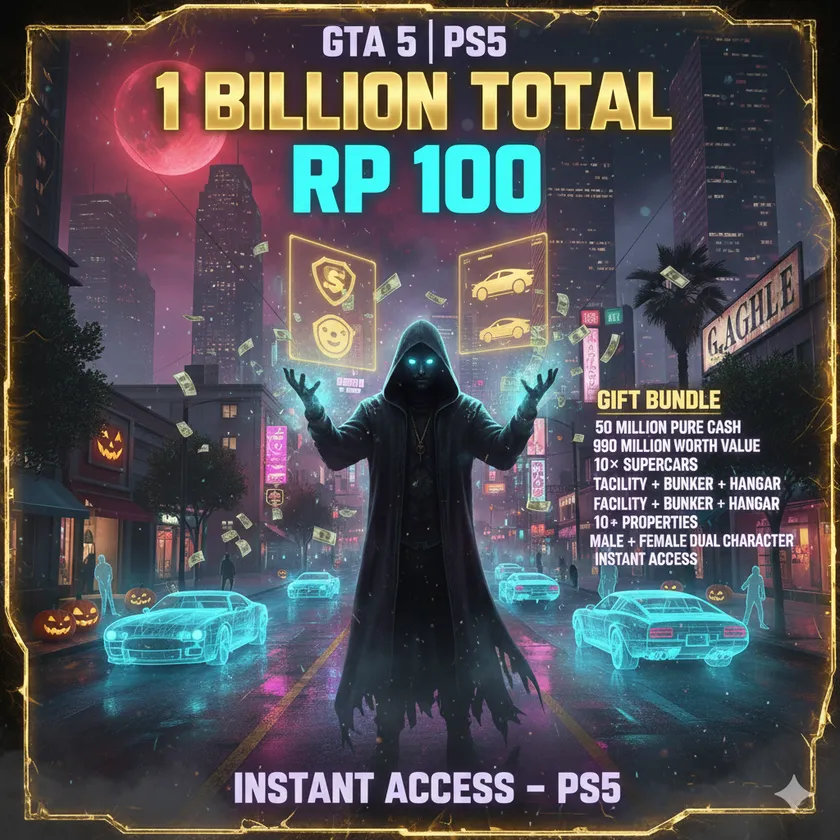 💂‍♀️ Quickset 💂‍♀️ GTA 5 | PS5 💂‍♀️ 1 Billion Total ( 50 Million Pure Cash + 990 Million Worth Deluxo ) 💂‍♀️ 10x Supercars 💂‍♀️ RP 100