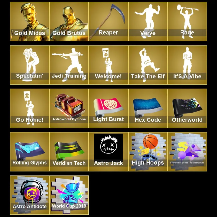 [PC/PSN/XBOX] 158 skins | Gold Midas | Gold Brutus | The Origin | Blackheart | Mizuki | Gear Specialist Maya | Catalyst | Snap | Malik | The Imagined 