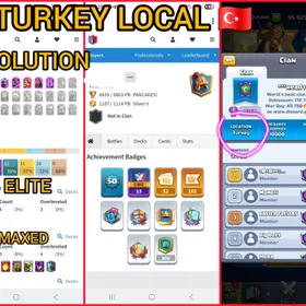 🎯TURKEY LOCAL 🇹🇷 1-RARE EMOT BALLOON🎈(13-MAXED 4- ELITE  9- EVO (💯KT-14 8863- CUPS🏆 ( ARENA-22👍🏻( INSTANT DELIVERY🚒