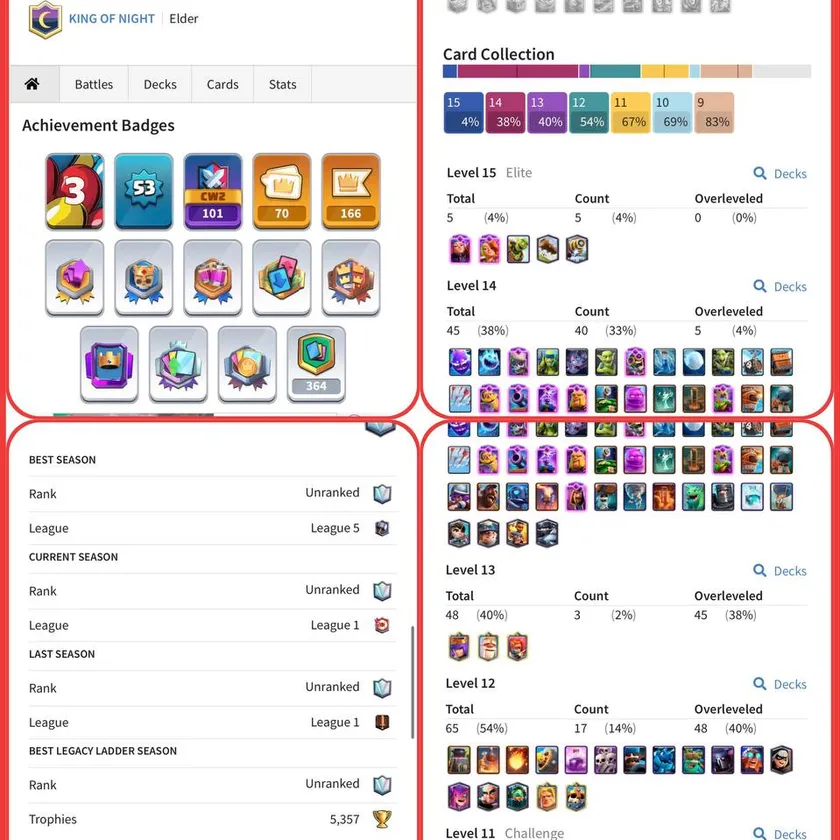 👑LEV-53👑12-EVO CARDS-45 MAX CARD-17 ELITES❤️8975-TROPHIES🏆KT-14💫ARENA-22💥70 EMOTES🫧CHEAP👀INSTANT DELIVERY✅
