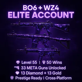 🔱BO6 META STACKED ACCOUNT🔱 13x Diamond Camo (Kilo + CR56) 🚀 Level 55 | 🎖️ 50 Ranked Wins 🪄 195 Camos • 13 Diamond • 15 Gold 🧱 18 Operators