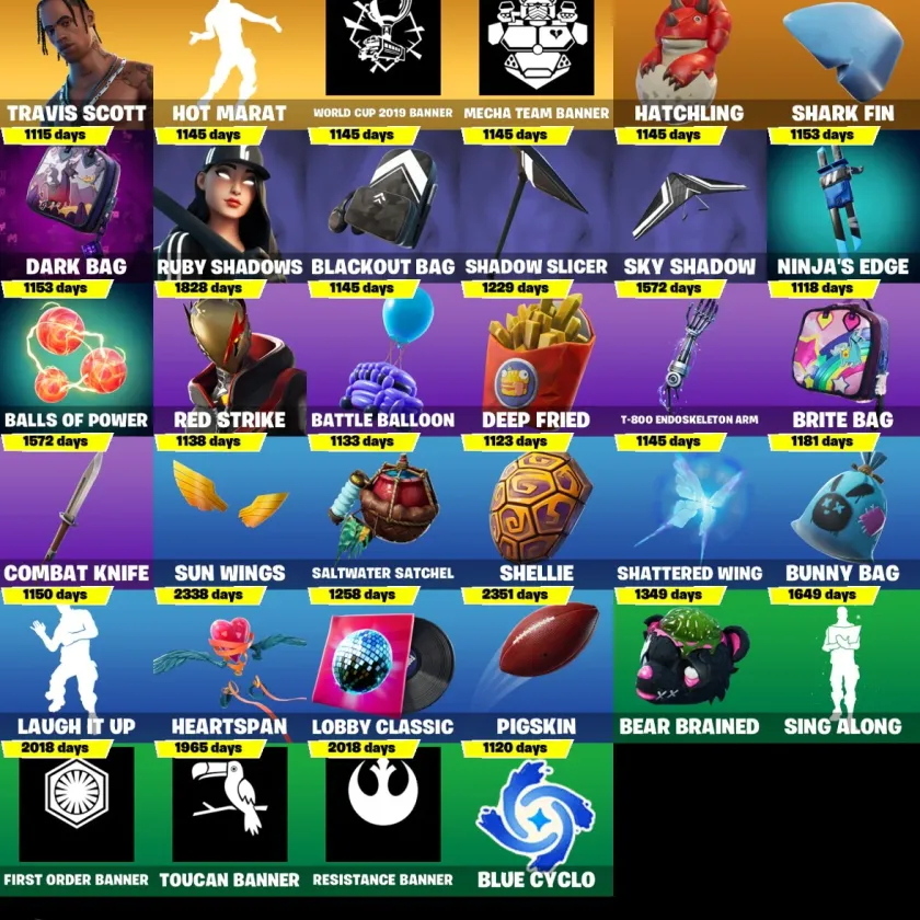 [PC] 159 skins | OG STW | Glow | Travis Scott | Merry Mint Axe | Fishstick (World Cup) | Gold Brutus | Gold Midas | Prodigy | Trilogy | 