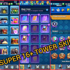 🎯NW UP SA 1 WITH ARENA 24🔥  XP 60 10.5k CUPS KT 15 🏆- 104 MAX 35 ELITE 19 EVO💯- 185 EMOTE👍🏻- 120 CARDS👍🏻 16 TOWER SKINS🧜 INSTANT DELIVERY🚒 thumbnail 2