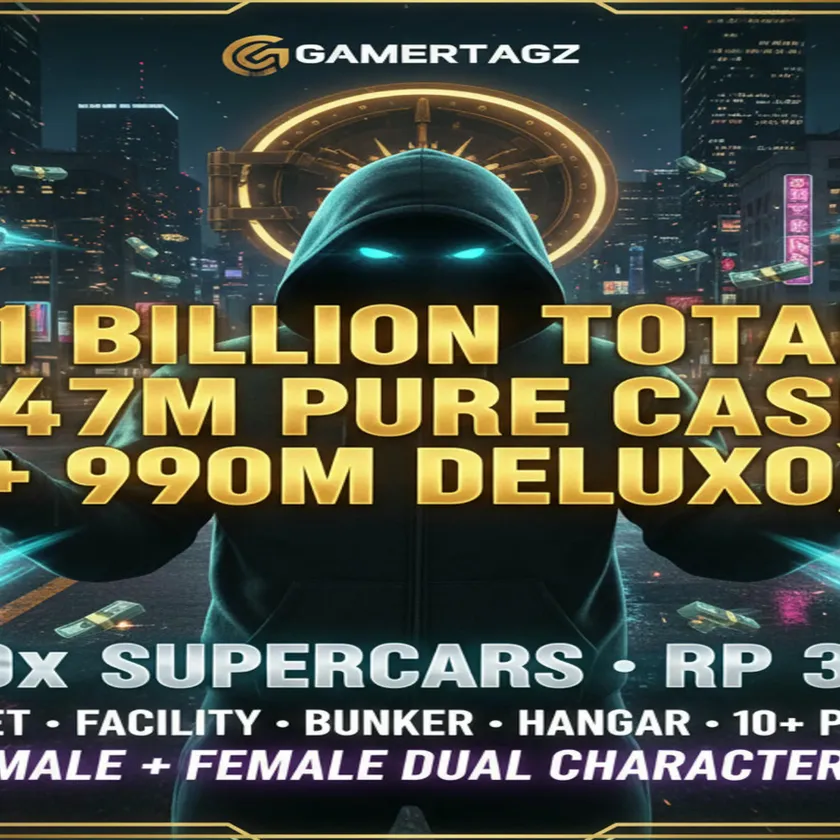 💮 Safe 💮 GTA 5 | PS5 💮 1 Billion Total ( 47 Million Pure Cash + 990 Million Worth Deluxo ) 💮 10x Supercars 💮 RP 37 💮 Tank 💮 Jet 💮