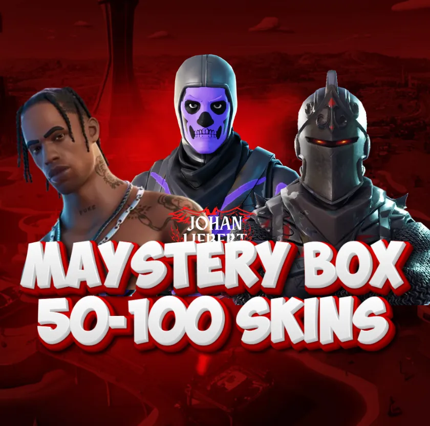 50-100  Skins , Chance for (Travis Scott ,OG Ghoul Trooper,  , Black Knight ,Galaxy, IKONIK , OG Skull Trooper, Sparkle Specialist or Others skins)