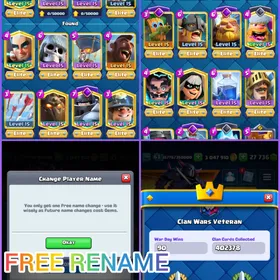 🎯27500 GMS HIGH XP 63 [💎] 27 TOWER SKINS 🧜 9k CUPS 🏆 KT 15  ARENA 23 [💯]  115 MAX 31 ELITES 13 EVO [😍] 119 CARDS OPEN [🔥] 150 EMOTES  thumbnail 2