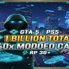 🧿 GTA 5 | PS5 🧿 1 Billion Total ( 44 Million Pure Cash + 990 Million Worth Deluxo ) 🚘 40x Modded Cars ⚡RP 30 + ⚡ Male Character ⚡ Instant Access
